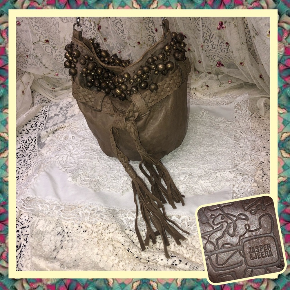 Jasper & Jeera Brown Embellished Shoulder Bag